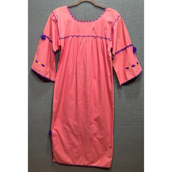 Vintage 70s Mexican Oaxaca Embroidered Maxi Dress Fits Size S/M See Measurement - Picture 5 of 10